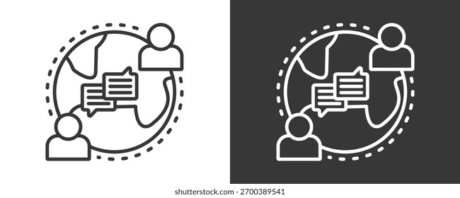 Conjunto De Ícones De Comunicação Vetorial Isolado Em Preto E Branco