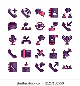 Communication icon set vector flat line for website, mobile app, presentation, social media.