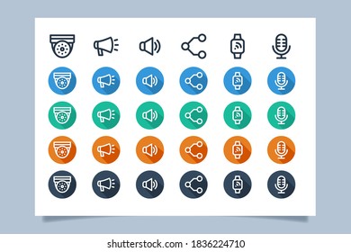 communication icon set vector graphic with several variations of style.