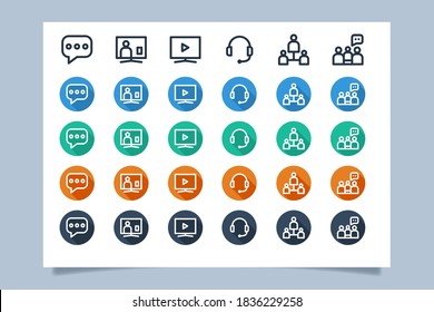 
communication icon set vector graphic with several variations of style.