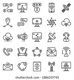 Symbol für Kommunikation - Vektorgrafik . Teilen, Teilen, Netzwerk, Konversation, Thin-line-Symbole .