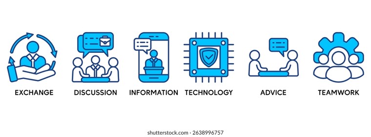Communication icon set vector illustration concept relate to exchange, discussion, information, technology, advice, and teamwork