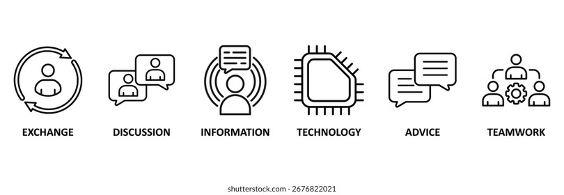 Communication icon set vector illustration for exchange, discussion, information, technology, advice, and teamwork