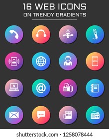 communication icon set. communication web icons on round trendy gradients
