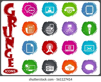 Communication icon set for web sites and user interface in grunge style