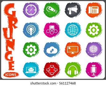 Communication icon set for web sites and user interface in grunge style