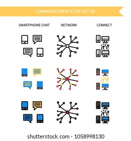 Communication Icon Set.Smartphone chat,Network,Computer Connection.