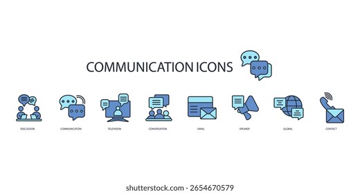 conjunto de iconos de comunicación. Vector. Trazo editable. Signo de estilo lineal para uso Diseño web, logotipo. Ilustración de símbolo.