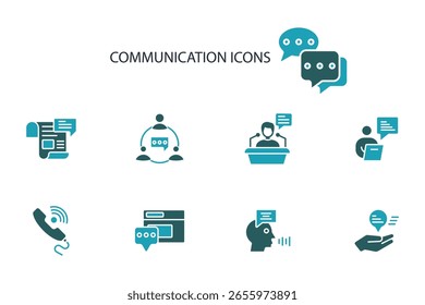 conjunto de iconos de comunicación. Vector. Trazo editable. Signo de estilo lineal para uso Diseño web, logotipo. Ilustración de símbolo.
