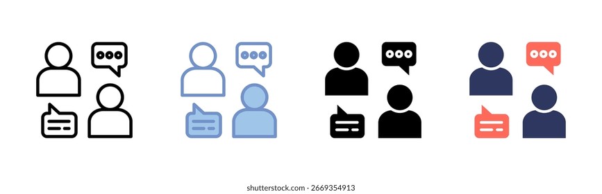 Hoja de iconos de comunicación colección de estilos múltiples