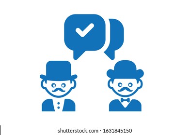 communication icon. simple outline communication vector icon blue color version