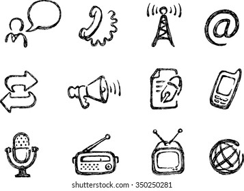 Communication Icon Sketch Set
