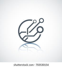 Communication icon. Technology and circuit element. Future sign.