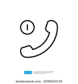Communication Icon of a Telephone Receiver and Clock Symbol Indicating Time for Incoming Call in Minimalist Design