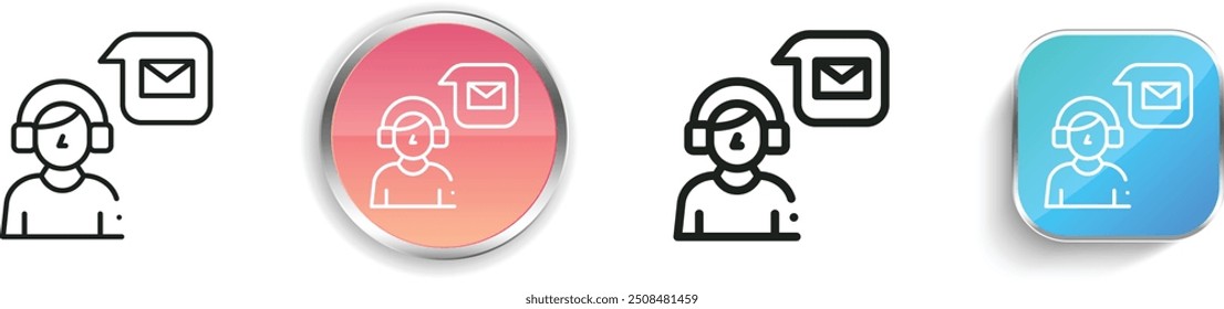 ícone de comunicação. Design fino, linear, regular e estilo botão isolado no fundo branco