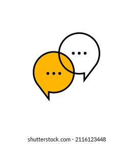 Communication icon, two bubbles of information. Chat online sign. Talk hand drawn logo. Vector illustration