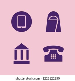 communication icon. communication vector icons set arab woman, mobile phone, home phone and bank