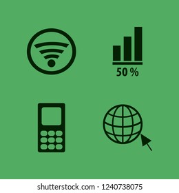 communication icon. communication vector icons set wi fi, diagram, browser globe cursor and mobile phone