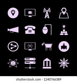 communication icon. communication vector icons set online education, bank, teacher and atom monitor