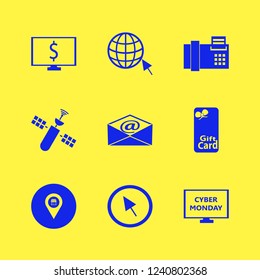 communication icon. communication vector icons set cursor, gift card, satellite and browser globe cursor