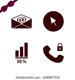 communication icon. communication vector icons set security telephone, diagram, mail and cursor