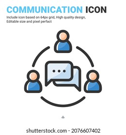 Communication icon vector with outline color style isolated on white background. Vector illustration interaction sign symbol icon concept for business, finance, industry, company, app, web and project