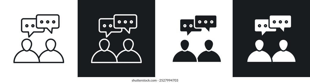 Ícone de comunicação ícone de vetor definir estilo preto preenchido e contornado.