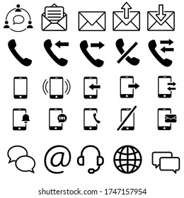 Communication icon vector set. connection illustration sign collection. contact symbol. email logo.
