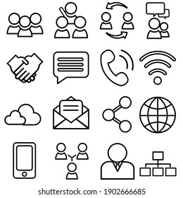 Conjunto de vectores de icono de comunicación. Colección de signos de la ilustración de la conversación. Símbolo del foro.