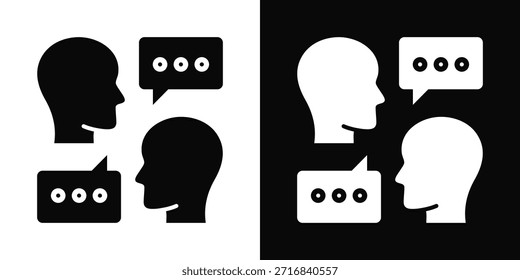 Icono de comunicación de estilo de fondo blanco y negro
