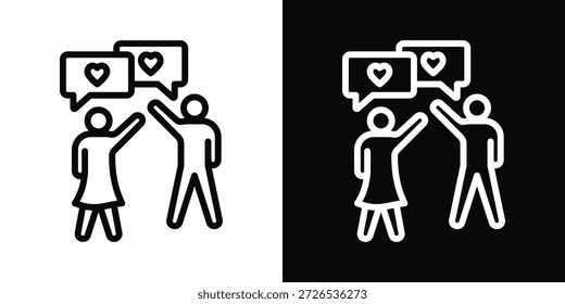 Icono de comunicación de estilo de fondo blanco y negro
