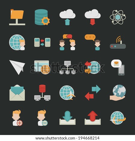 Communication icons with black background , eps10 vector format