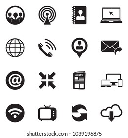 Communication Icons. Black Flat Design. Vector Illustration. 