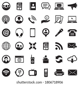 Communication Icons. Black Flat Design. Vector Illustration.