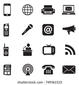Communication Icons. Black Flat Design. Vector Illustration. 