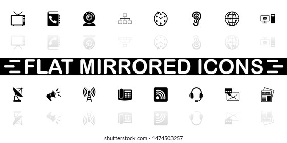 Communication icons - Black symbol on white background. Simple illustration. Flat Vector Icon. Mirror Reflection Shadow. Can be used in logo, web, mobile and UI UX project.