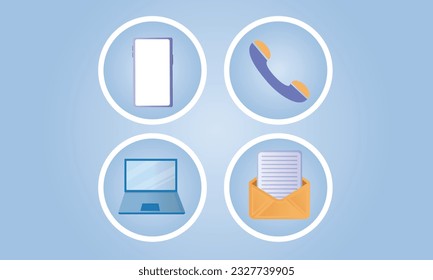 communication icons.on blue background.Vector Design Illustration.