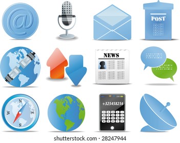 Communication Icons blue versions