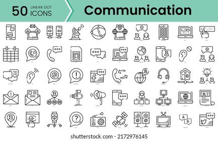 communication Icons bundle. Linear dot style Icons. Vector illustration