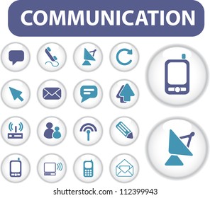 communication icons & buttons set, vector