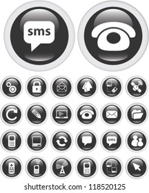 communication icons, buttons set, vector