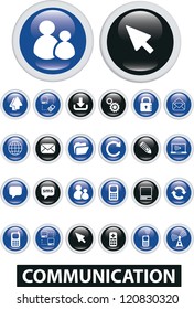 communication icons, buttons set, vector