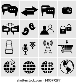 communication icons & buttons set, vector