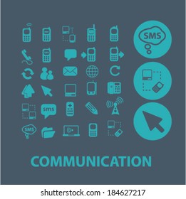 communication icons, buttons set, vector