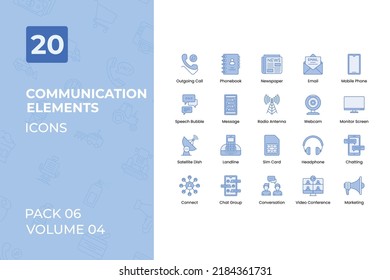 Communication icons Collection. Set contains such Icons as Outgoing Call, Phonebook, Email, Mobile Phone, and more.
