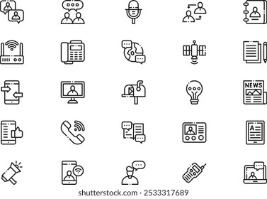 Communication icons collection is a vector illustration with editable stroke.