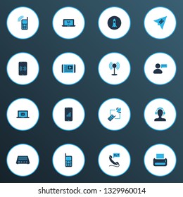 Communication icons colored set with 24/7 access, messaging, mobile phone and other fm elements. Isolated vector illustration communication icons.