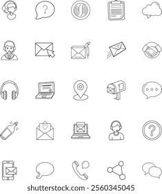 Communication Icons Customer Support, Messaging, Email, and Contact