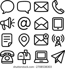 Communication Icons Doodle Vector Pack
