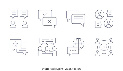 Communication icons. Editable stroke. Containing chat, communication, communications, debate, negotiation.
